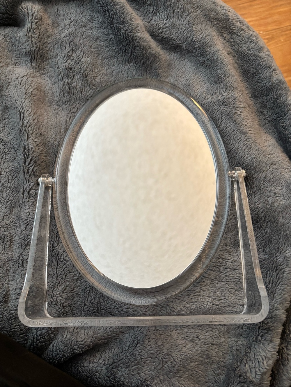 Clear Acrylic Oval Vanity Mirror -
